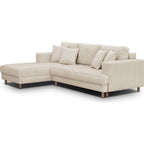 Marceau - Canapé d'Angle à Gauche Convertible 4 Places en Tissu Chenille - Beige