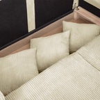 Marceau - Canapé d'Angle à Droite Convertible 4 Places en Velours Côtelé - Beige