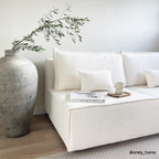 Milla - Canapé Convertible 3 Places avec Coffre de Rangement en Tissu Bouclé Beige - Ecru