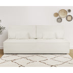 Milla - Canapé Convertible 3 Places avec Coffre de Rangement en Tissu Bouclé Beige - Ecru