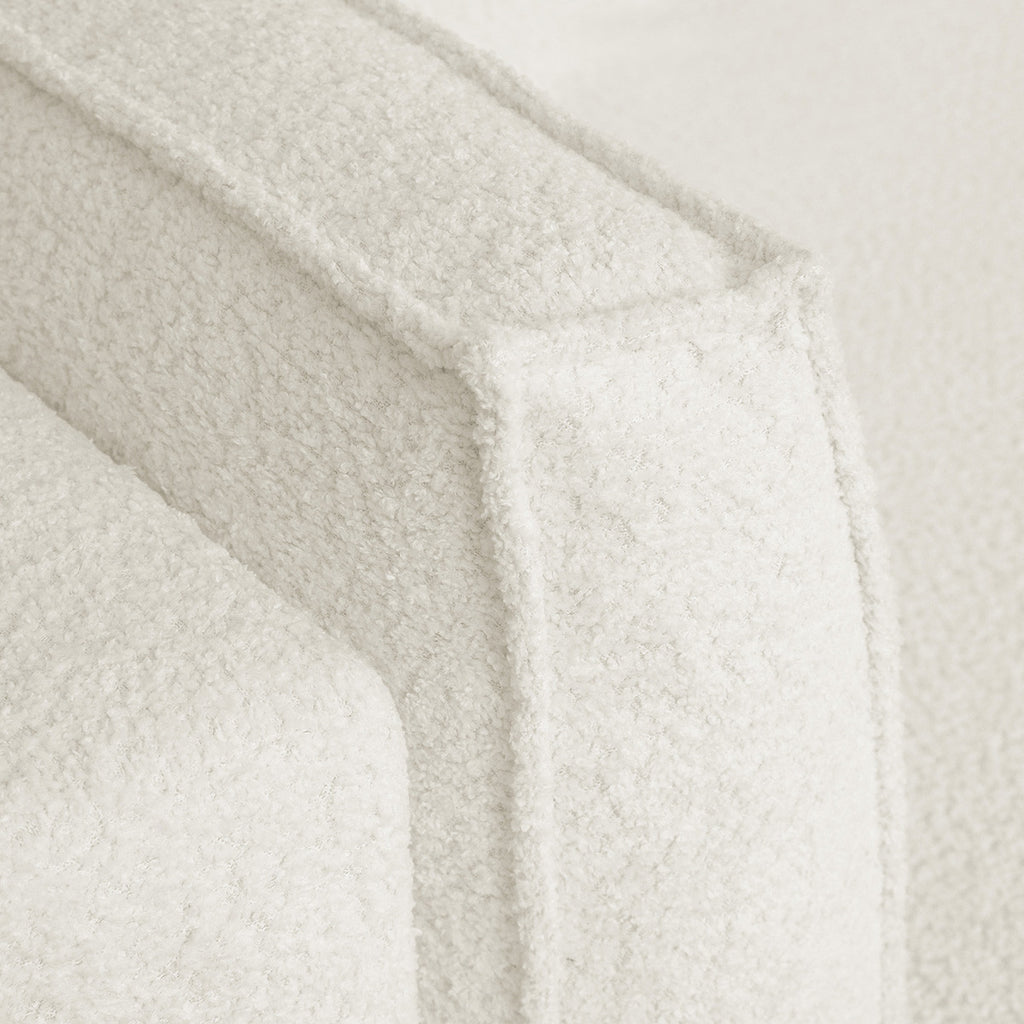 Milla - Canapé Convertible 3 Places avec Coffre de Rangement en Tissu Bouclé Beige - Ecru