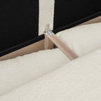 Milla - Canapé Convertible 3 Places avec Coffre de Rangement en Tissu Bouclé Beige - Ecru