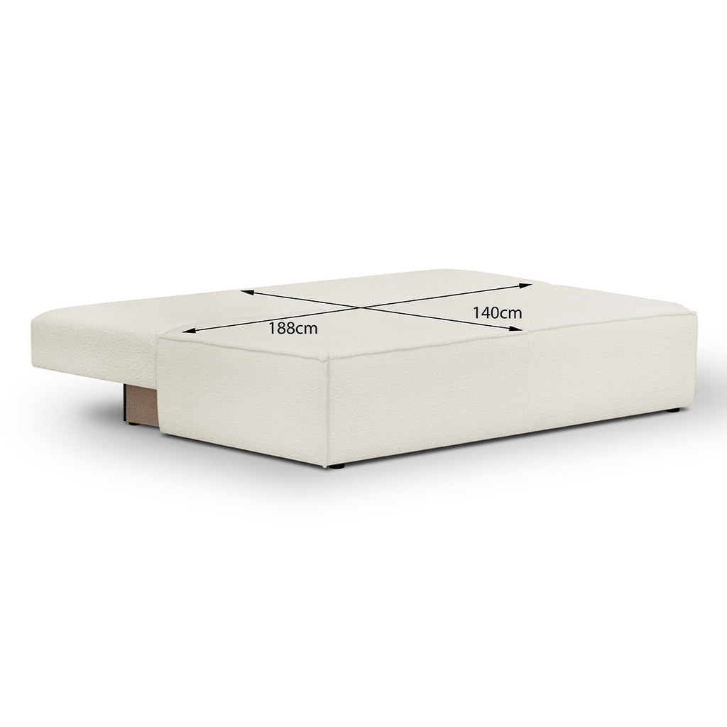 Milla - Canapé Convertible 3 Places avec Coffre de Rangement en Tissu Bouclé Beige - Ecru
