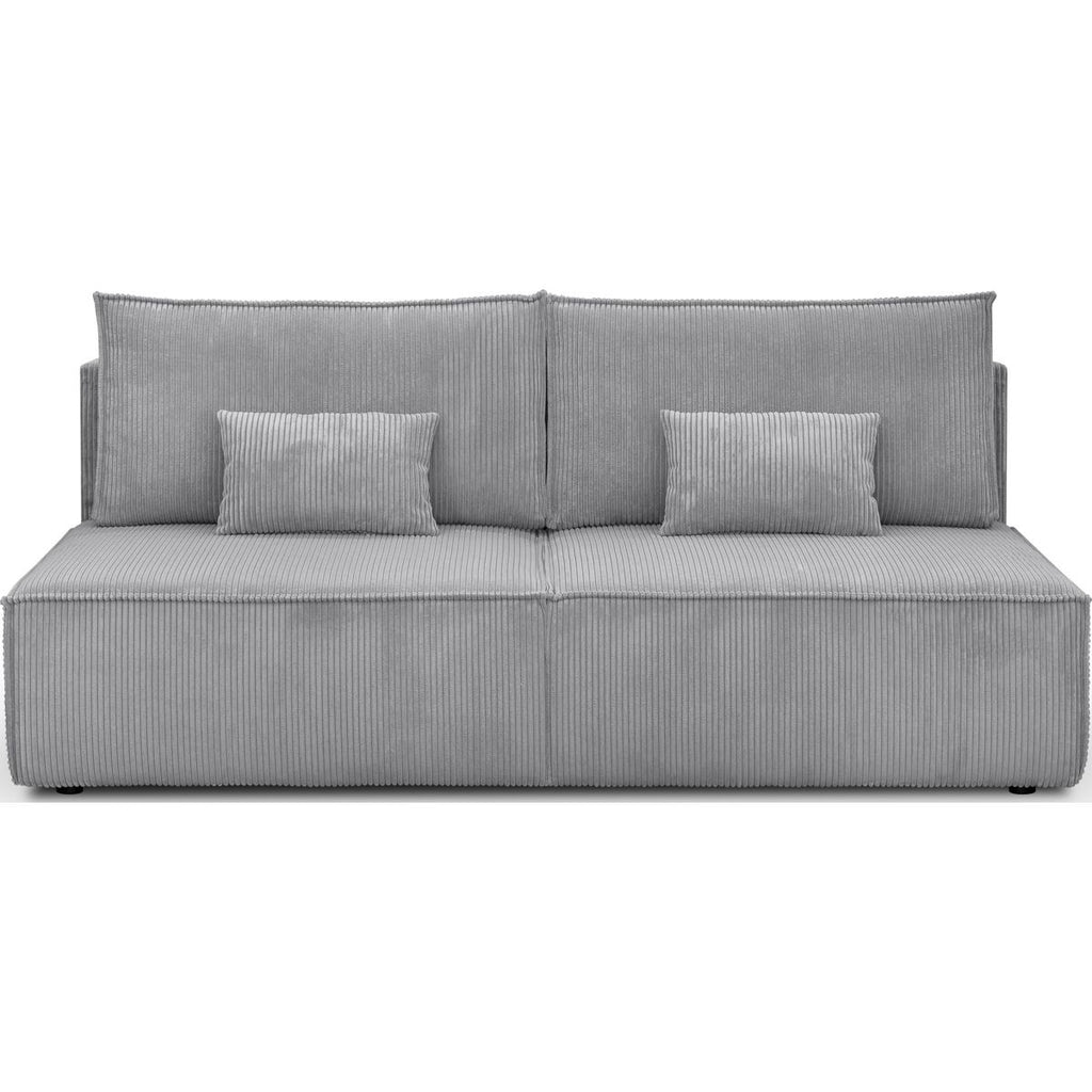 Milla - Canapé Convertible 3 Places avec Coffre de Rangement en Velours Côtelé - Gris Clair