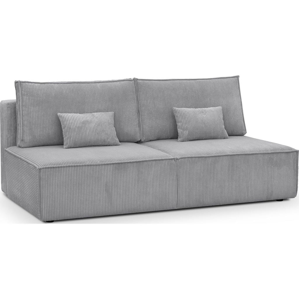 Milla - Canapé Convertible 3 Places avec Coffre de Rangement en Velours Côtelé - Gris Clair