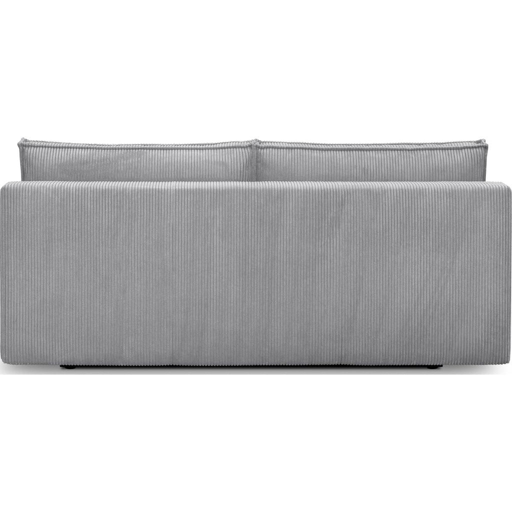 Milla - Canapé Convertible 3 Places avec Coffre de Rangement en Velours Côtelé - Gris Clair