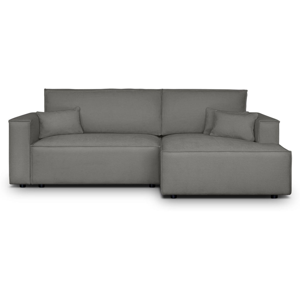 Asti - Canapé d'Angle à Droite Convertible 3 Places en Tissu Chenille - Gris