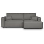 Asti - Canapé d'Angle à Droite Convertible 3 Places en Tissu Chenille - Gris
