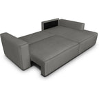 Asti - Canapé d'Angle à Droite Convertible 3 Places en Tissu Chenille - Gris