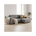 Asti - Canapé d'Angle à Droite Convertible 3 Places en Tissu Chenille - Gris
