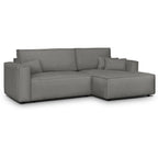 Asti - Canapé d'Angle à Droite Convertible 3 Places en Tissu Chenille - Gris