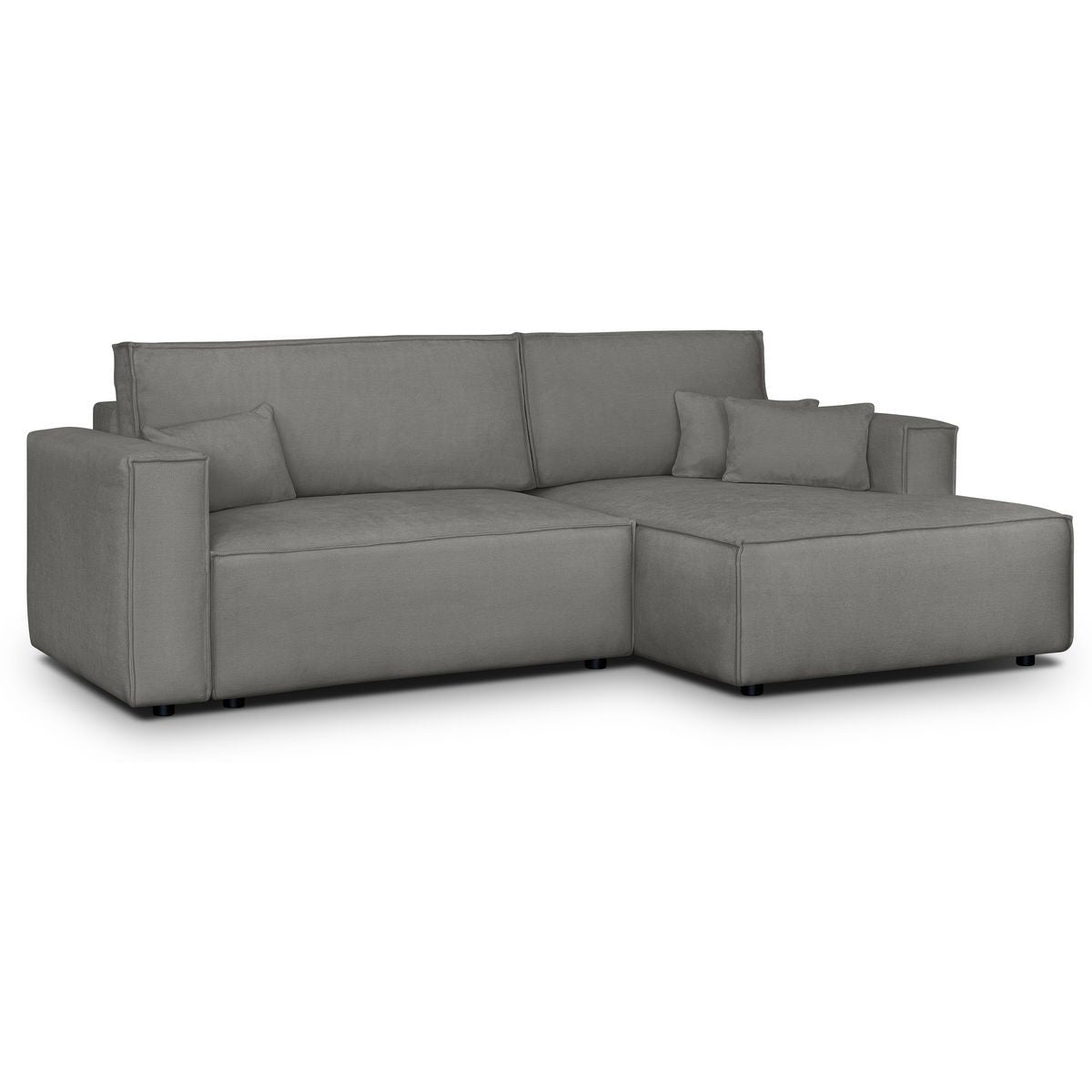 Asti - Canapé d'Angle à Droite Convertible 3 Places en Tissu Chenille - Gris