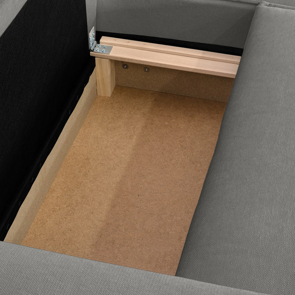 Asti - Canapé d'Angle à Droite Convertible 3 Places en Tissu Chenille - Gris