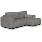 Asti - Canapé d'Angle à Droite Convertible 3 Places en Tissu Chenille - Gris