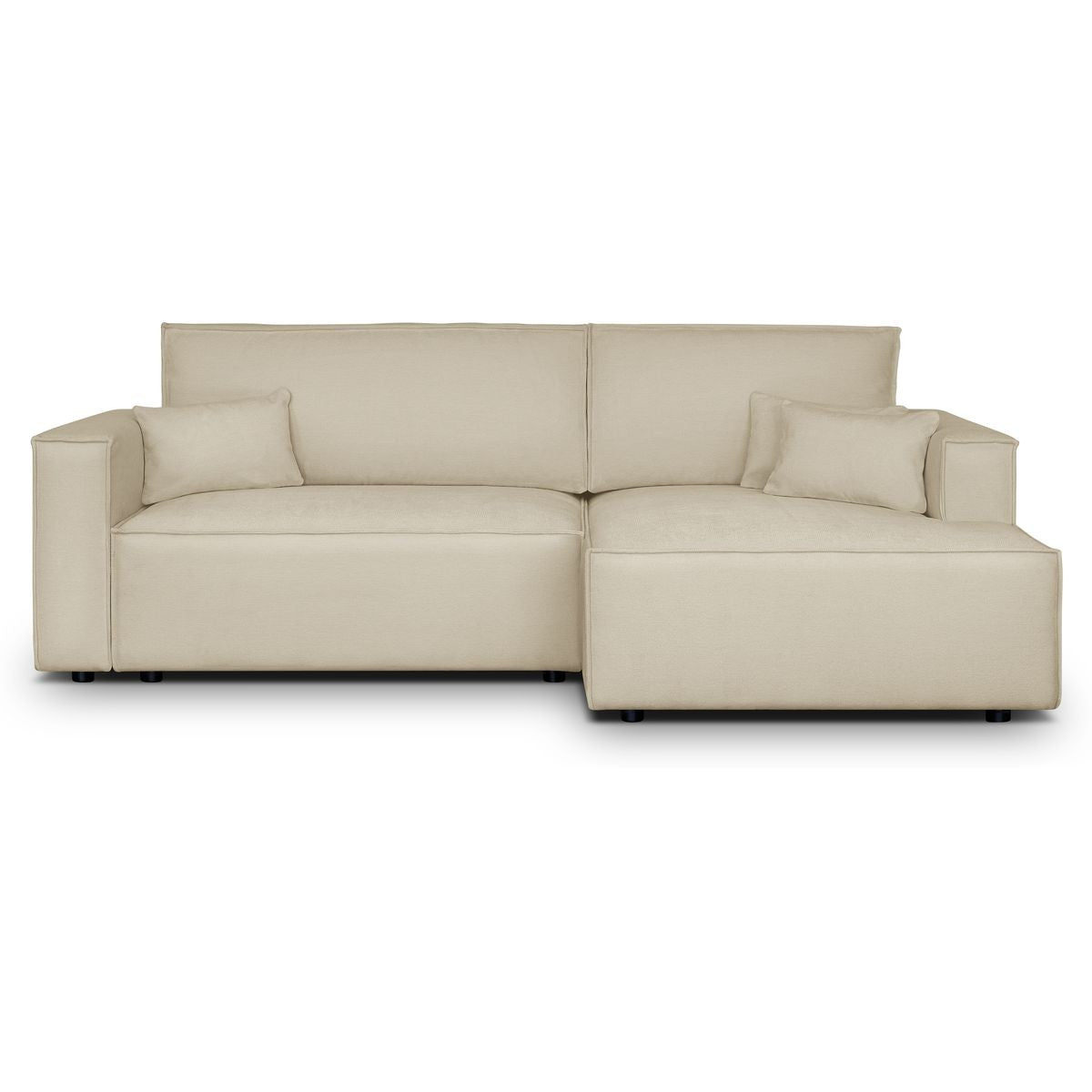 Asti - Canapé d'Angle à Droite Convertible 3 Places en Tissu Chenille - Beige Foncé