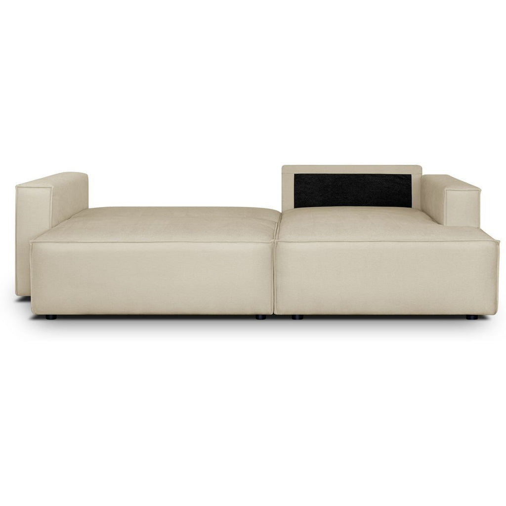 Asti - Canapé d'Angle à Droite Convertible 3 Places en Tissu Chenille - Beige Foncé
