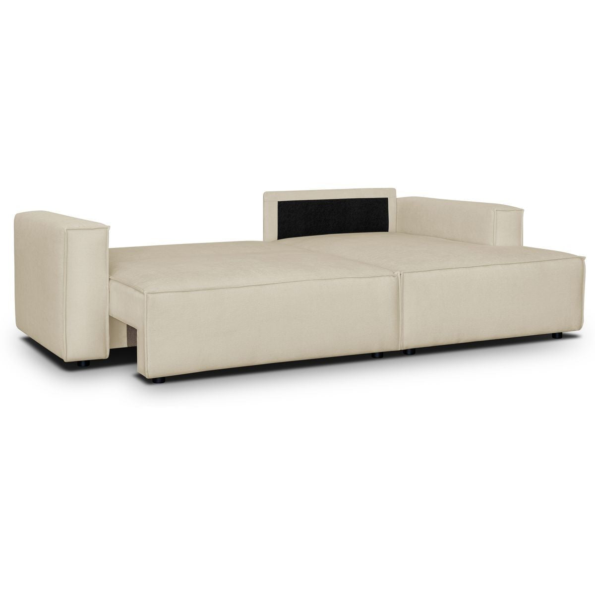 Asti - Canapé d'Angle à Droite Convertible 3 Places en Tissu Chenille - Beige Foncé