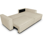 Asti - Canapé d'Angle à Droite Convertible 3 Places en Tissu Chenille - Beige Foncé
