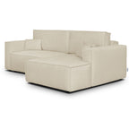 Asti - Canapé d'Angle à Droite Convertible 3 Places en Tissu Chenille - Beige Foncé