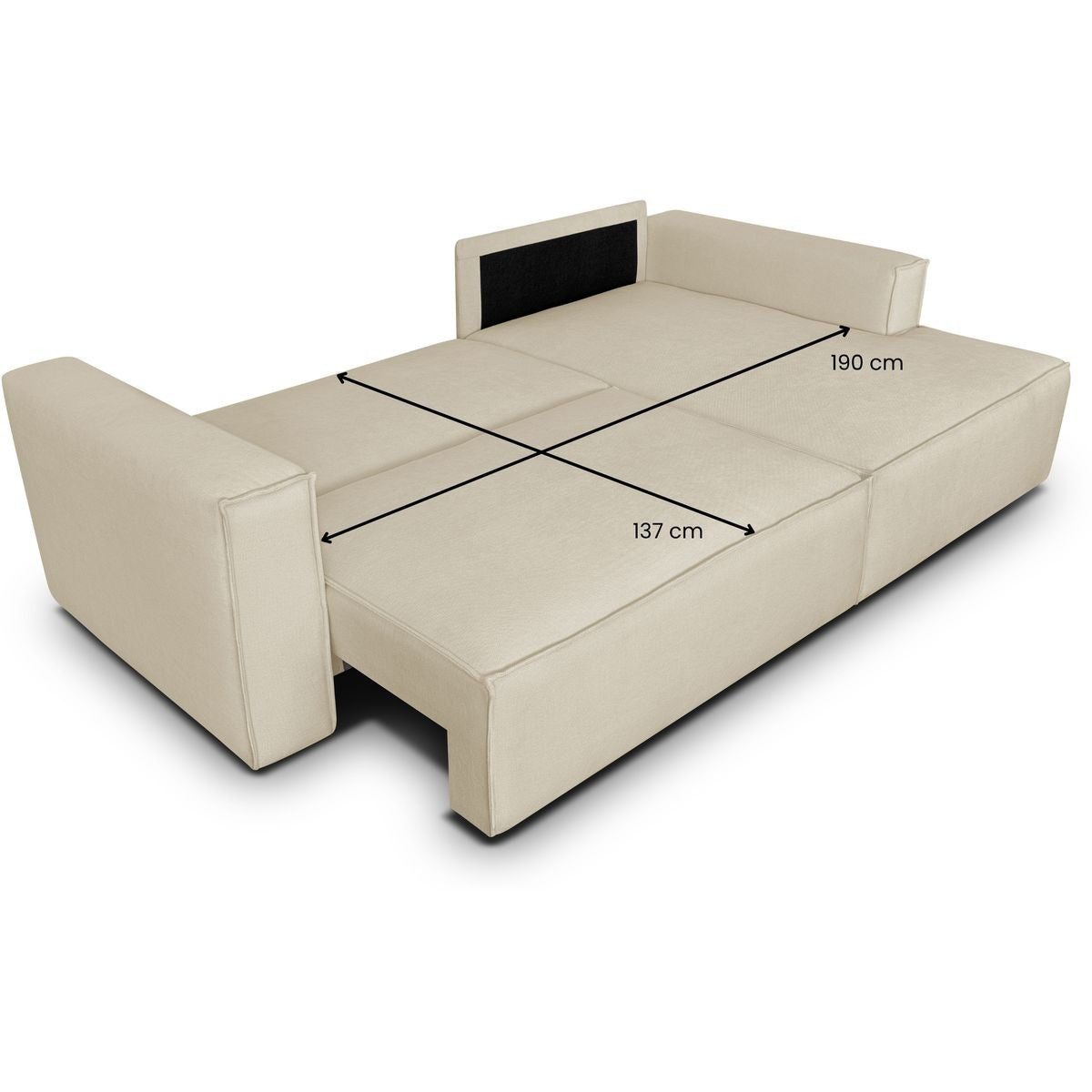 Asti - Canapé d'Angle à Droite Convertible 3 Places en Tissu Chenille - Beige Foncé