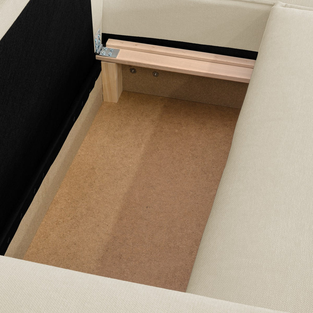 Asti - Canapé d'Angle à Droite Convertible 3 Places en Tissu Chenille - Beige Foncé