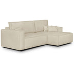 Asti - Canapé d'Angle à Droite Convertible 3 Places en Tissu Chenille - Beige Foncé