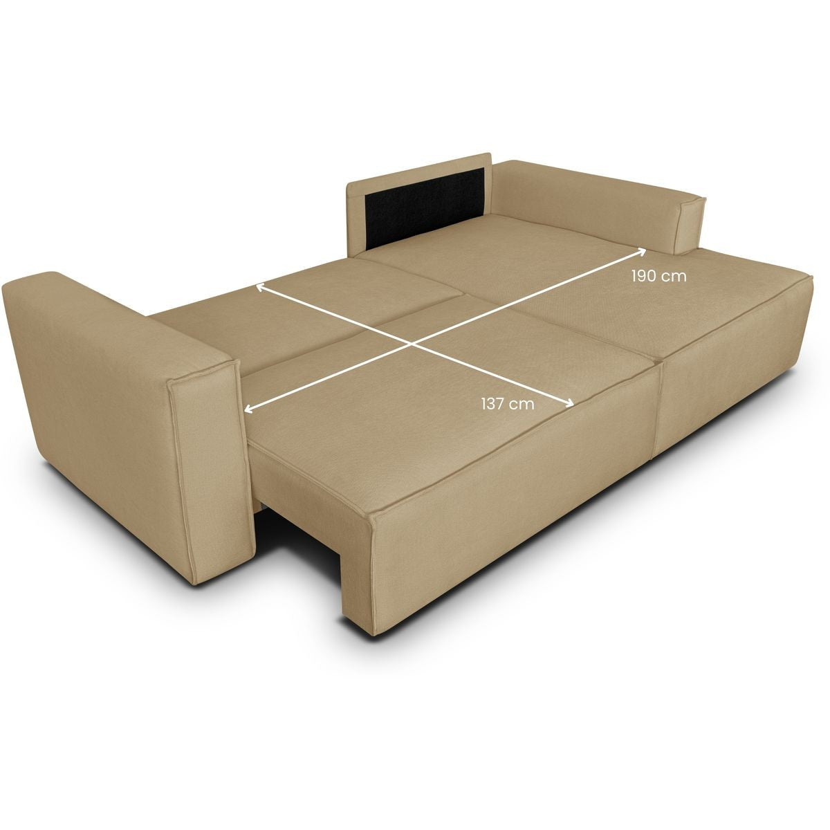 Asti - Canapé d'Angle à Droite Convertible 3 Places en Tissu Chenille - Miel