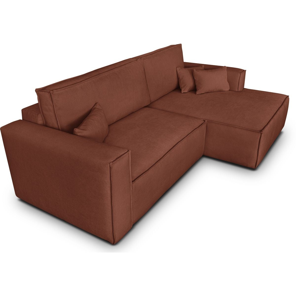 Asti - Canapé d'Angle à Droite Convertible 3 Places en Tissu Chenille - Rouille Foncé