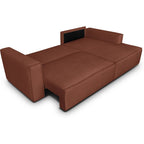 Asti - Canapé d'Angle à Droite Convertible 3 Places en Tissu Chenille - Rouille Foncé