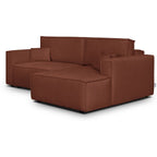 Asti - Canapé d'Angle à Droite Convertible 3 Places en Tissu Chenille - Rouille Foncé