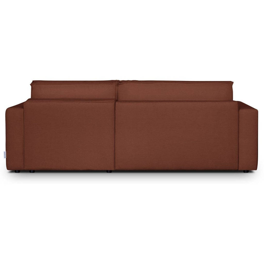 Asti - Canapé d'Angle à Droite Convertible 3 Places en Tissu Chenille - Rouille Foncé