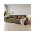 Asti - Canapé d'Angle à Droite Convertible 3 Places en Tissu Chenille - Vert Kaki