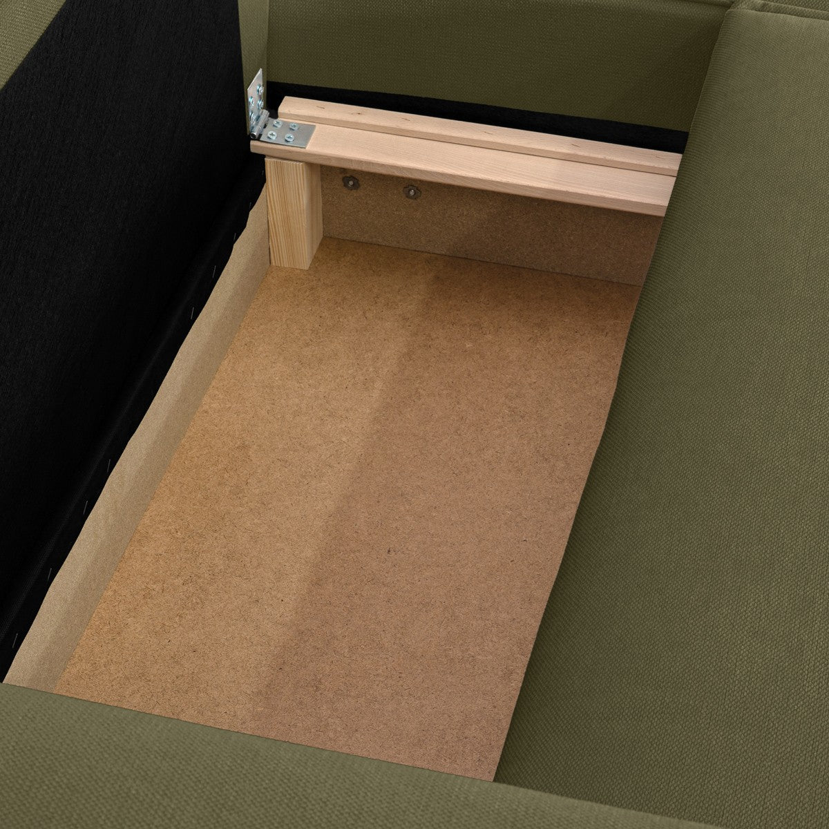 Asti - Canapé d'Angle à Droite Convertible 3 Places en Tissu Chenille - Vert Kaki