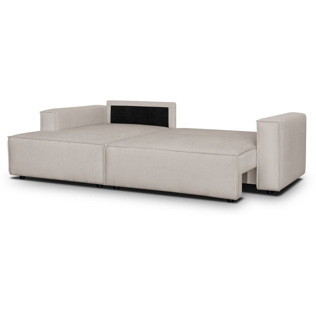 Asti - Canapé d'Angle à Gauche Convertible 3 Places en Tissu Chenille - Taupe