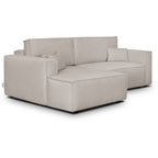 Asti - Canapé d'Angle à Gauche Convertible 3 Places en Tissu Chenille - Taupe