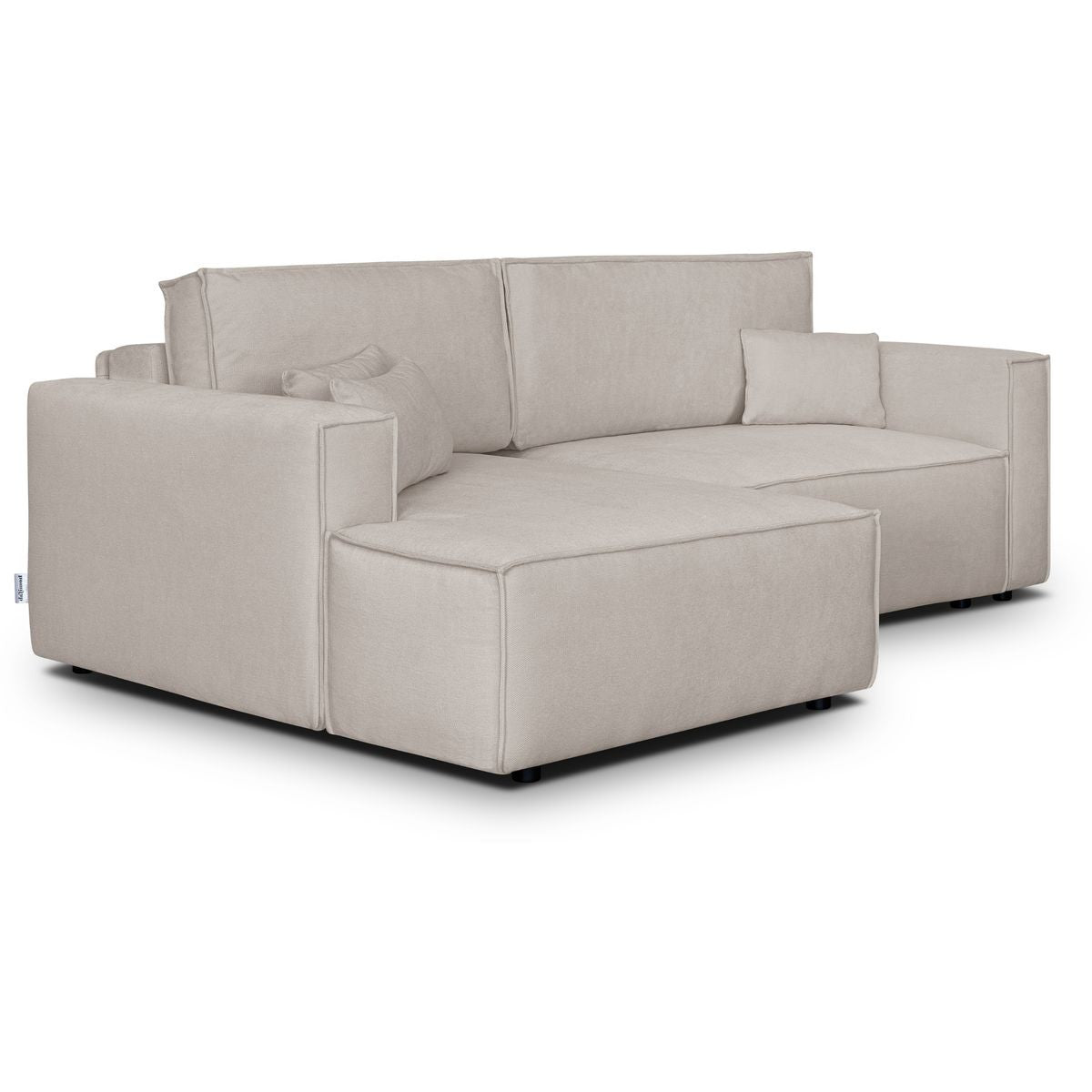 Asti - Canapé d'Angle à Gauche Convertible 3 Places en Tissu Chenille - Taupe