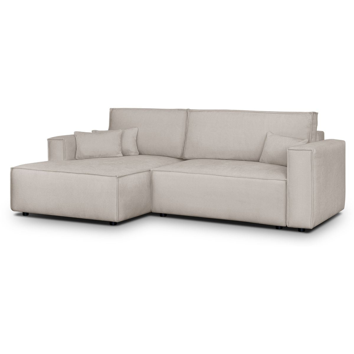Asti - Canapé d'Angle à Gauche Convertible 3 Places en Tissu Chenille - Taupe