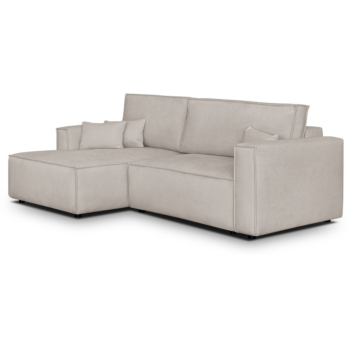 Asti - Canapé d'Angle à Gauche Convertible 3 Places en Tissu Chenille - Taupe