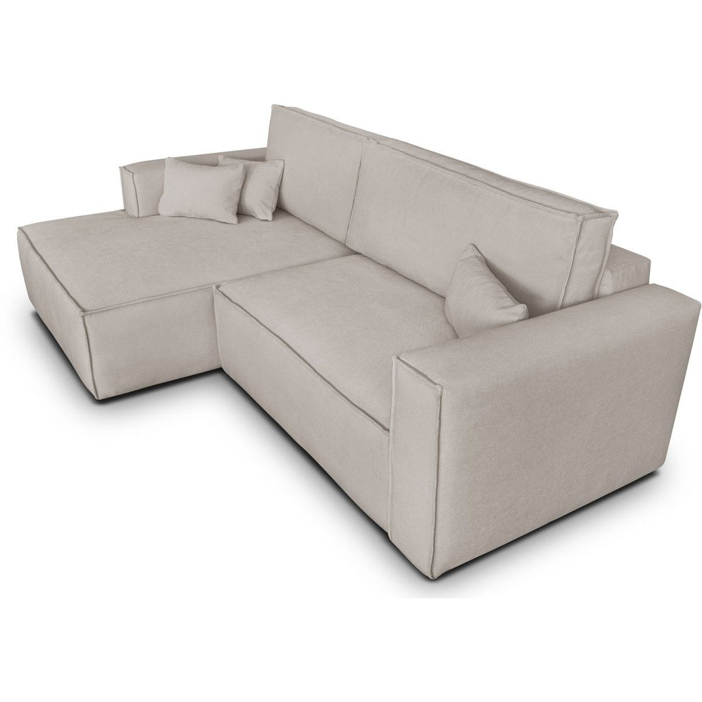 Asti - Canapé d'Angle à Gauche Convertible 3 Places en Tissu Chenille - Taupe