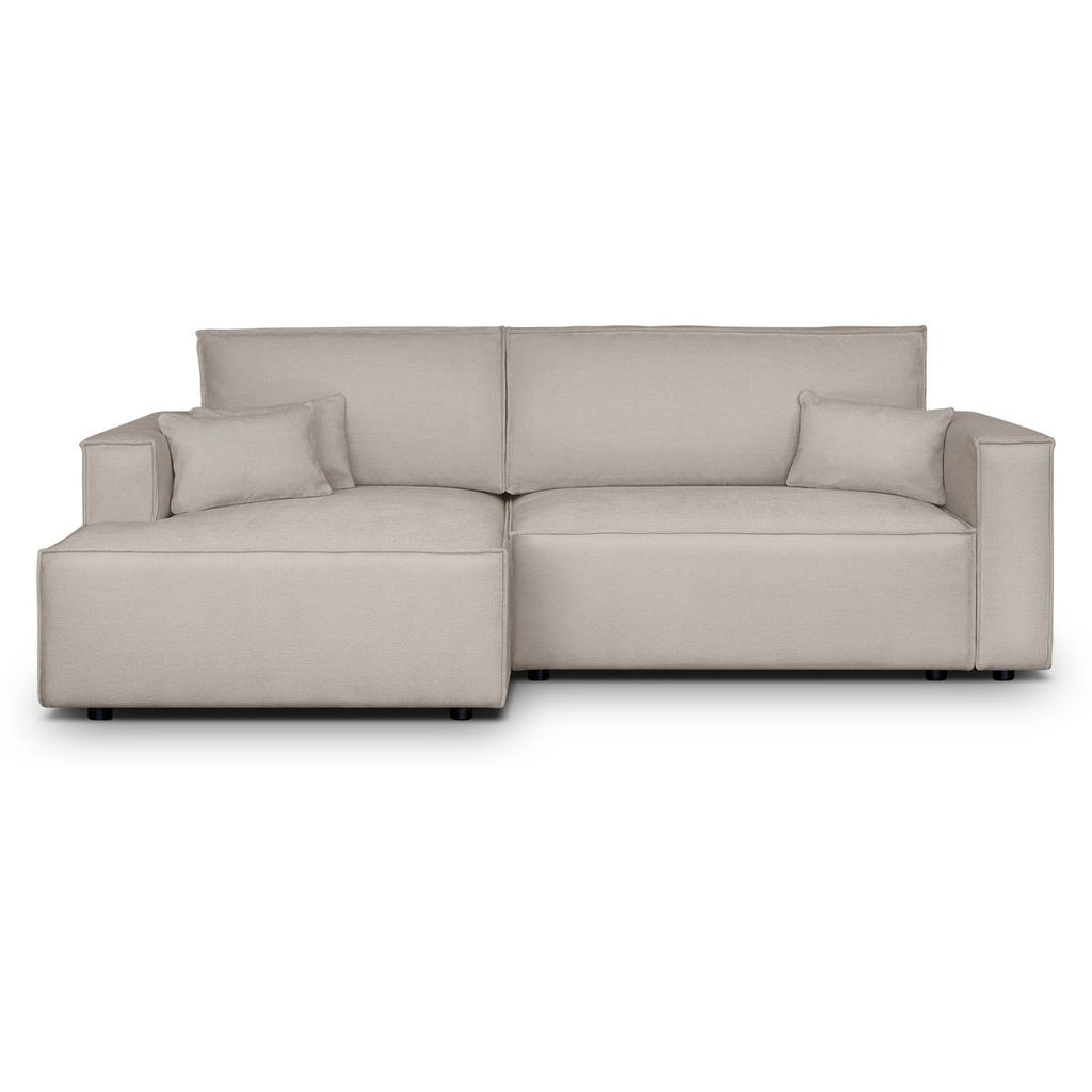 Asti - Canapé d'Angle à Gauche Convertible 3 Places en Tissu Chenille - Taupe