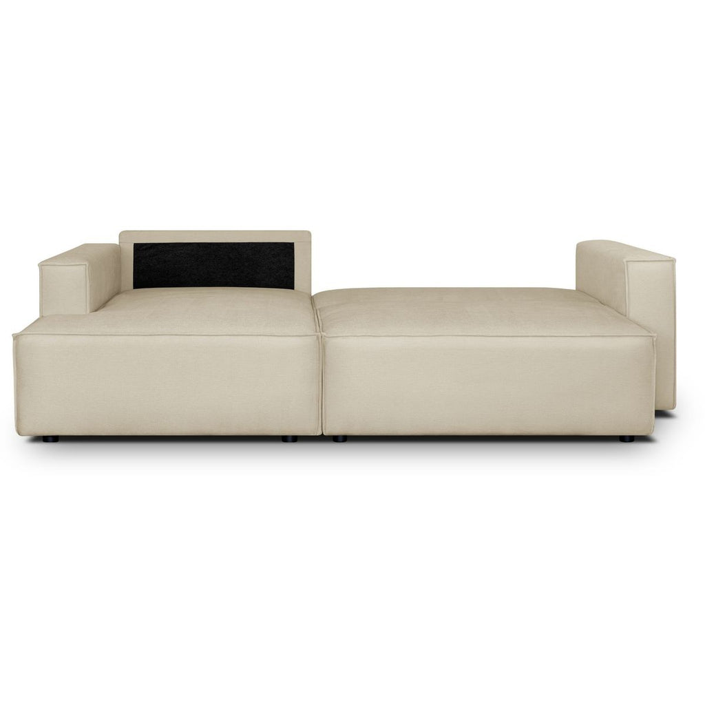 Asti - Canapé d'Angle à Gauche Convertible 3 Places en Tissu Chenille - Beige Foncé