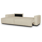 Asti - Canapé d'Angle à Gauche Convertible 3 Places en Tissu Chenille - Beige Foncé