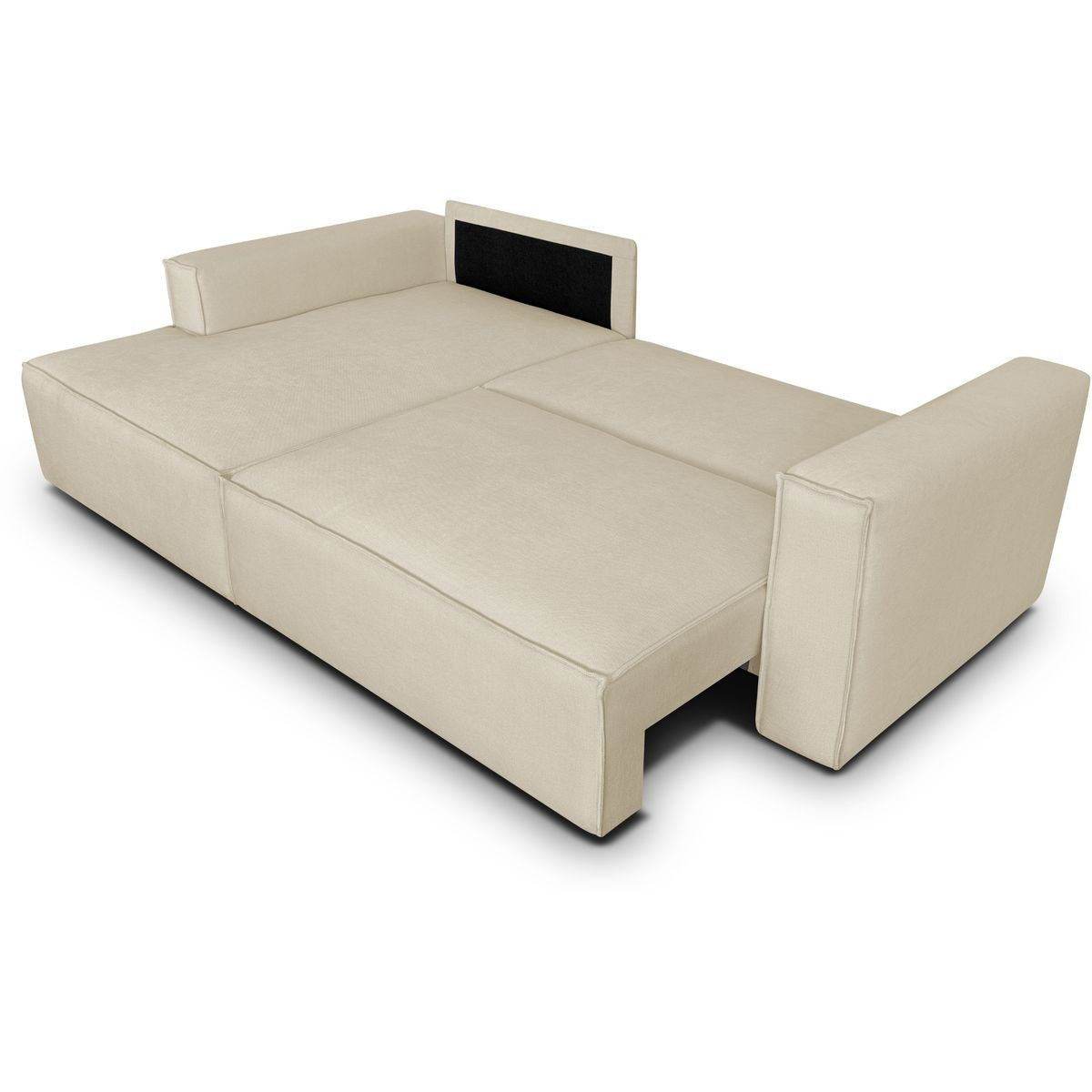 Asti - Canapé d'Angle à Gauche Convertible 3 Places en Tissu Chenille - Beige Foncé