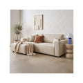Asti - Canapé d'Angle à Gauche Convertible 3 Places en Tissu Chenille - Beige Foncé