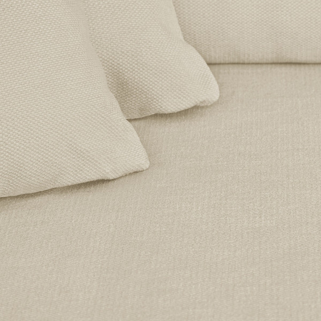 Asti - Canapé d'Angle à Gauche Convertible 3 Places en Tissu Chenille - Beige Foncé