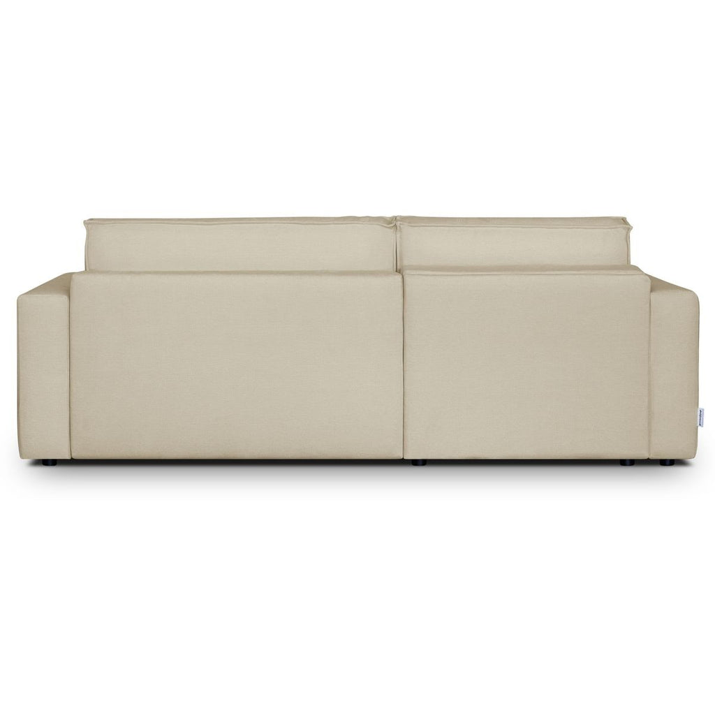 Asti - Canapé d'Angle à Gauche Convertible 3 Places en Tissu Chenille - Beige Foncé