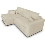 Asti - Canapé d'Angle à Gauche Convertible 3 Places en Tissu Chenille - Beige Foncé