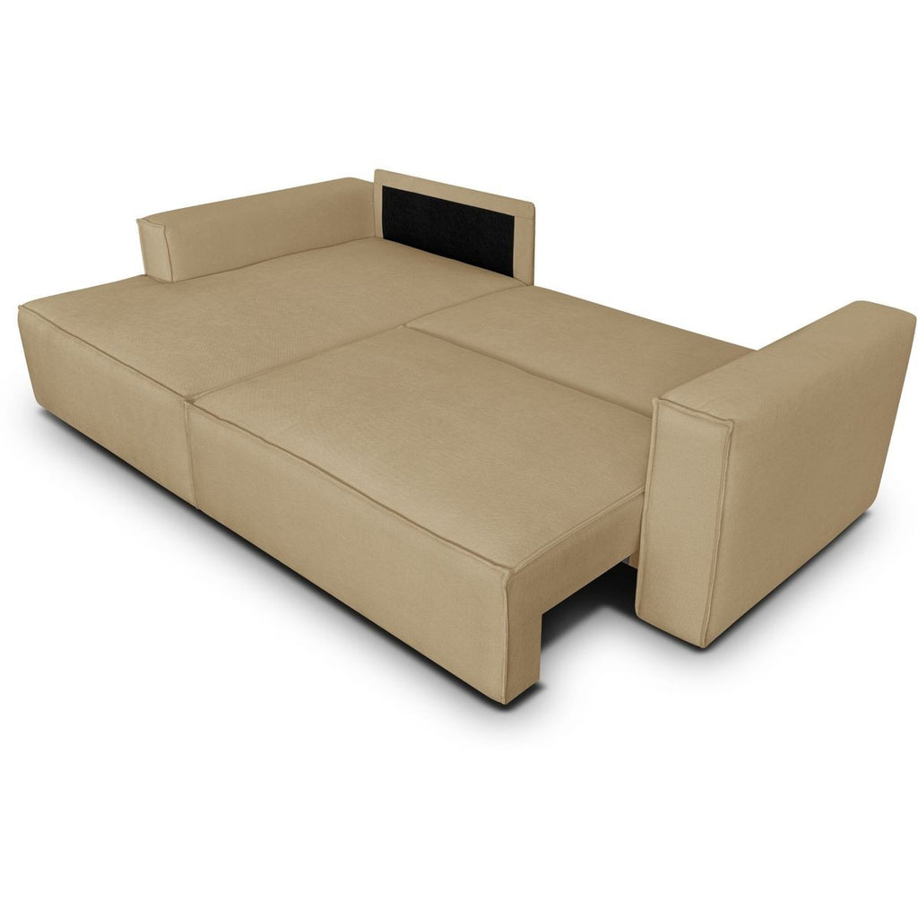 Asti - Canapé d'Angle à Gauche Convertible 3 Places en Tissu Chenille - Miel