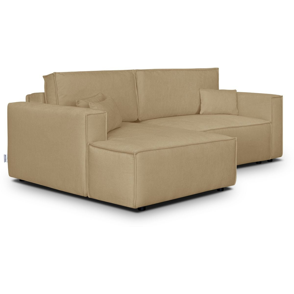 Asti - Canapé d'Angle à Gauche Convertible 3 Places en Tissu Chenille - Miel