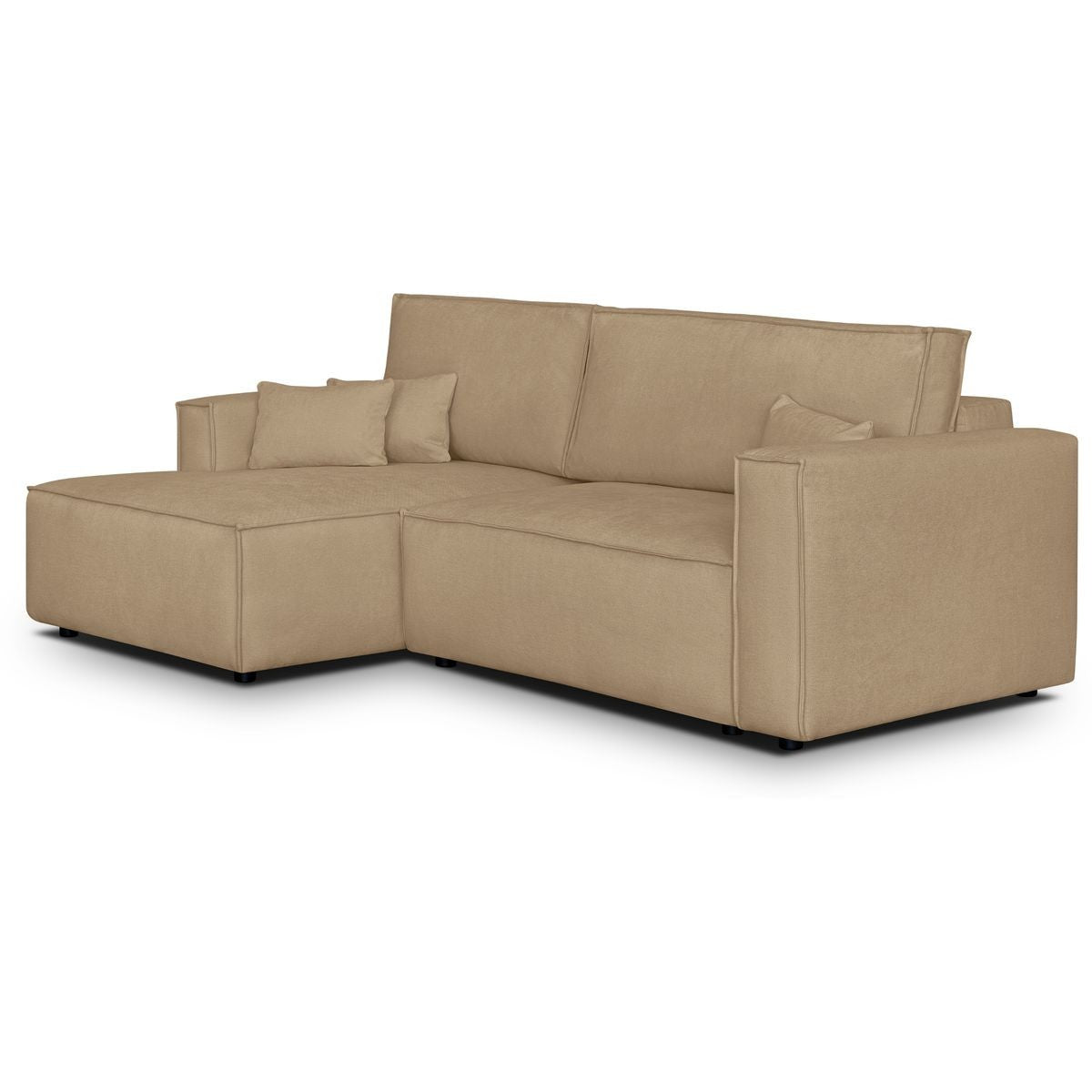 Asti - Canapé d'Angle à Gauche Convertible 3 Places en Tissu Chenille - Moka